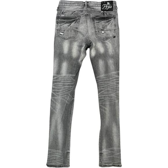 PRPS Windsor Soundness Skinny Stretch Fit Distressed Tapered Grey Jeans - Picture 2 of 11